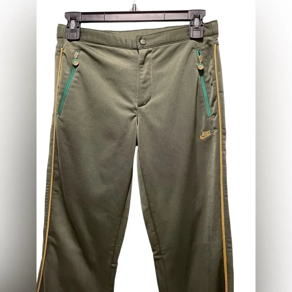 Nike Flare Olive Track Pants with Gold Trim size S